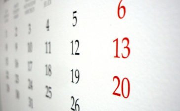 calendar numbers schedule